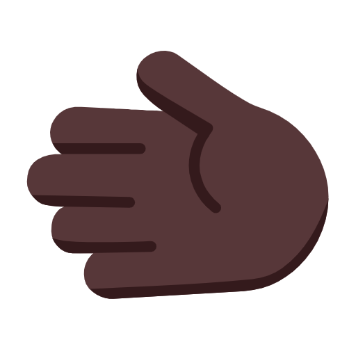 Leftwards Hand: Dark Skin Tone on Microsoft Fluent