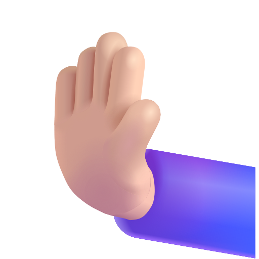 Leftwards Pushing Hand: Light Skin Tone on Microsoft 3D