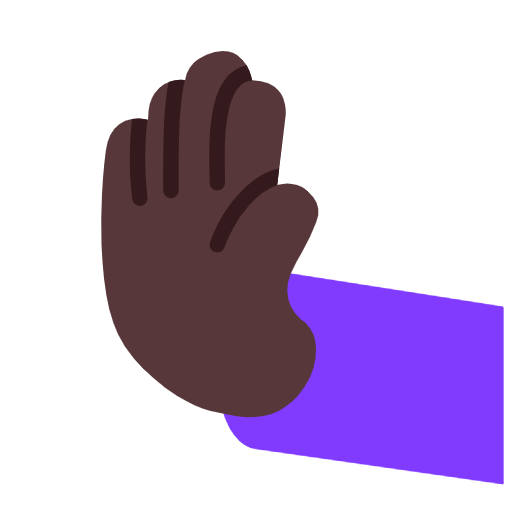 Leftwards Pushing Hand: Dark Skin Tone on Microsoft Fluent