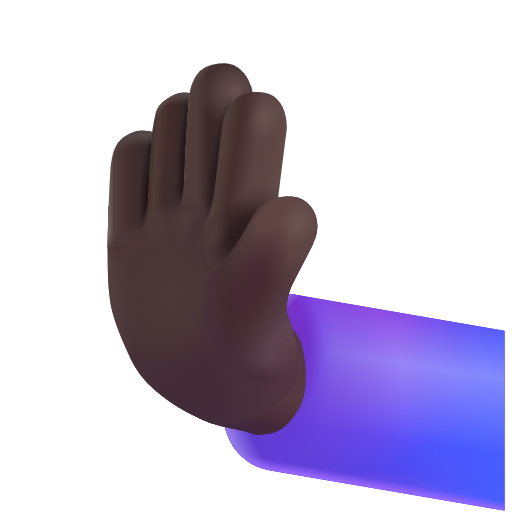 Leftwards Pushing Hand: Dark Skin Tone on Microsoft 3D