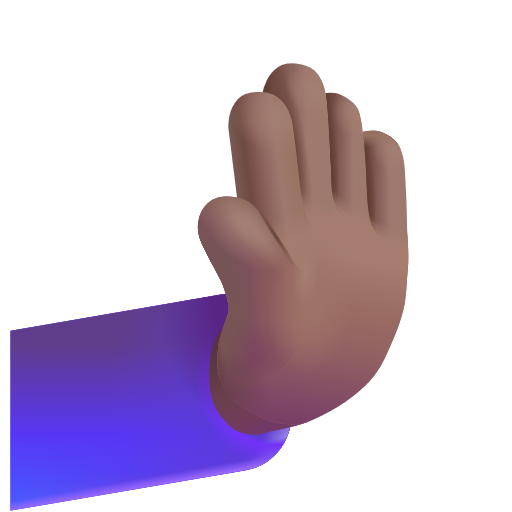 Rightwards Pushing Hand: Medium-Dark Skin Tone on Microsoft 3D