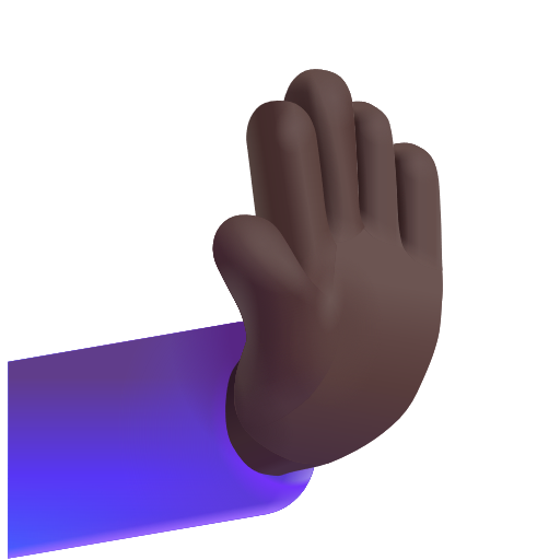 Rightwards Pushing Hand: Dark Skin Tone on Microsoft 3D